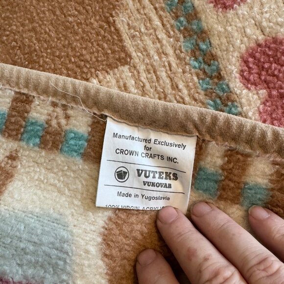 VTG VUTEKS 1987 Pat Meyers Blanket Throw Yugoslavia Virgin Acrylic Pile 60"x80" - Picture 5 of 7